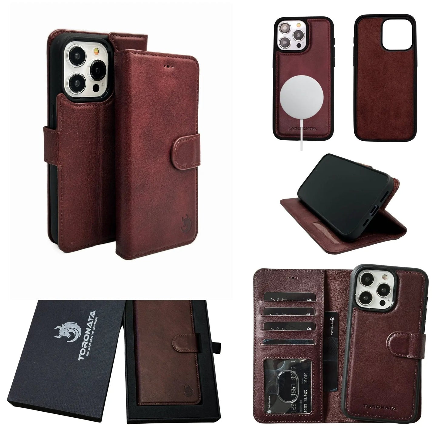 Vegas Premium Leather iPhone 15 Wallet Case with MagSafe | Detachable RFID Blocking Luxury Wallet by TORONATA