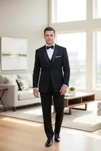 Tuxedo Jacket Peak Lapel One Button Stretch Blend Black Slim Fit by Tux-USA