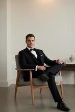 Tuxedo Jacket Peak Lapel One Button Stretch Blend Black Slim Fit by Tux-USA