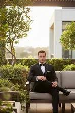Tuxedo Jacket Peak Lapel One Button Stretch Blend Black Slim Fit by Tux-USA
