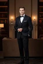 Tuxedo Jacket Peak Lapel One Button Stretch Blend Black Slim Fit by Tux-USA