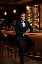 Tuxedo Jacket Peak Lapel One Button Stretch Blend Black Slim Fit by Tux-USA