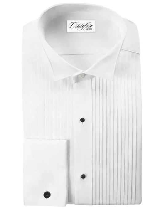 "Verona" White Pleated Wingtip Tuxedo Shirt by Tux-USA