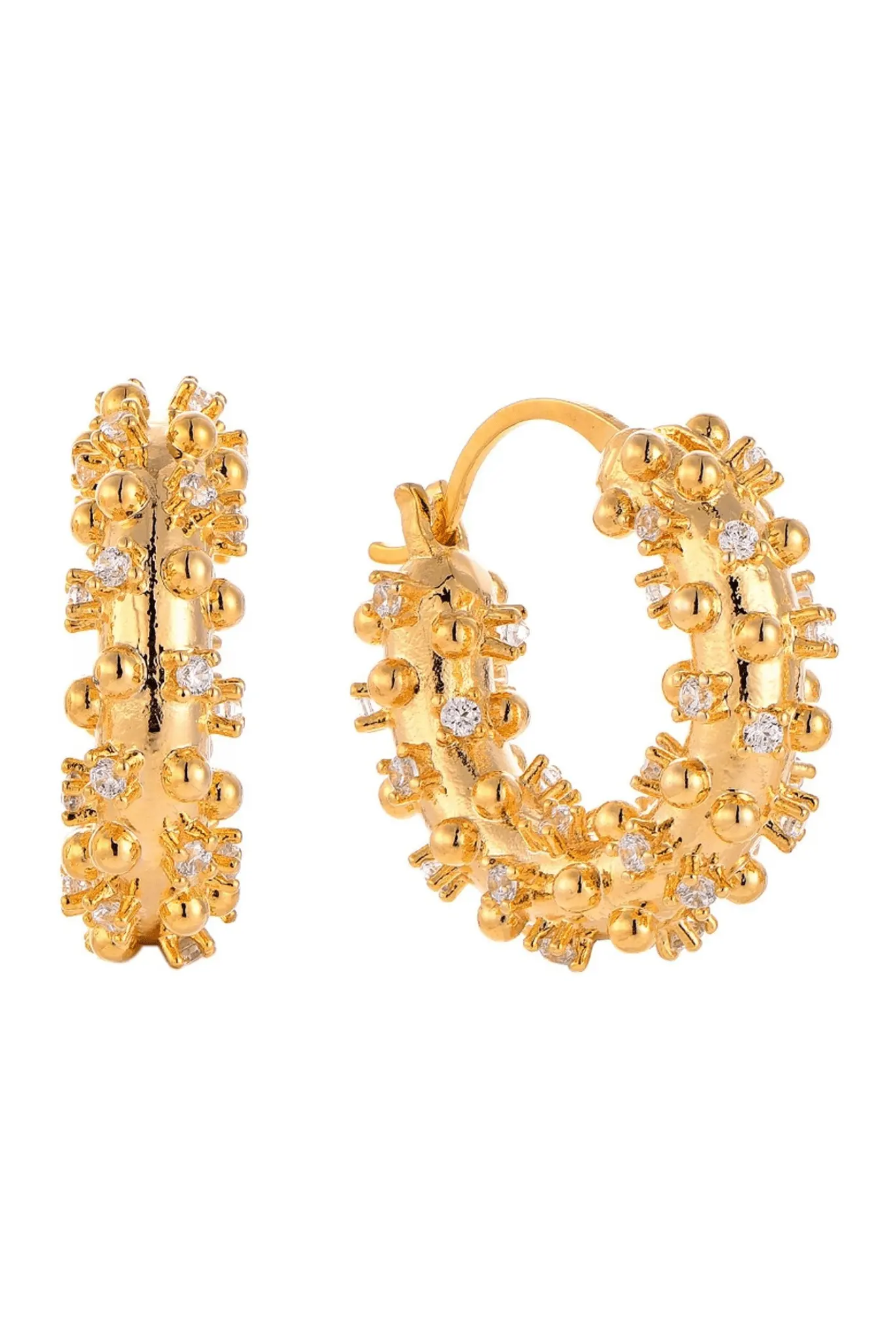 Waterproof 18k Gold Plated Sparkling Hoop Earring by Akalia