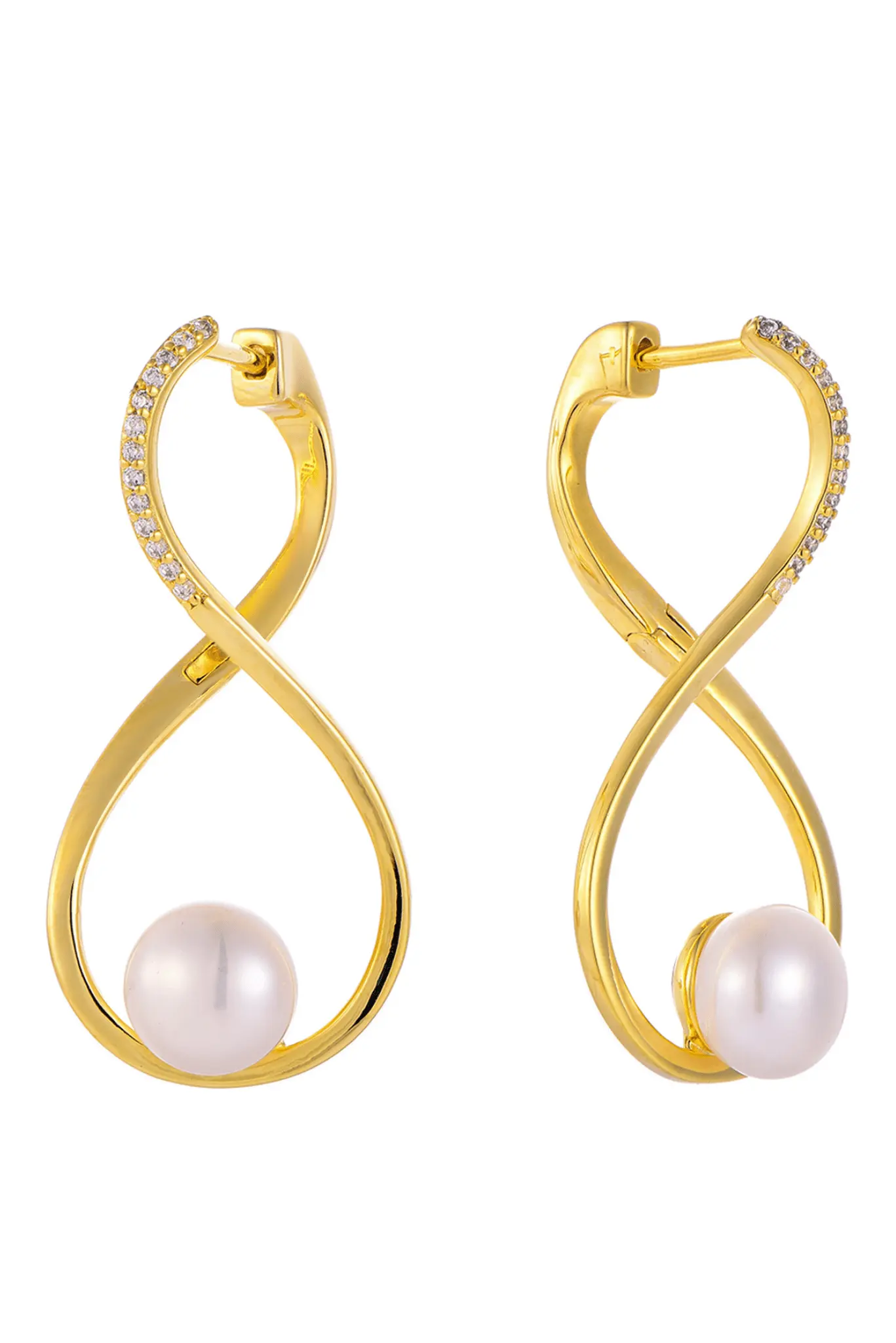 Waterproof Infinity Earrings with Pearl Hoop Earrings by Akalia