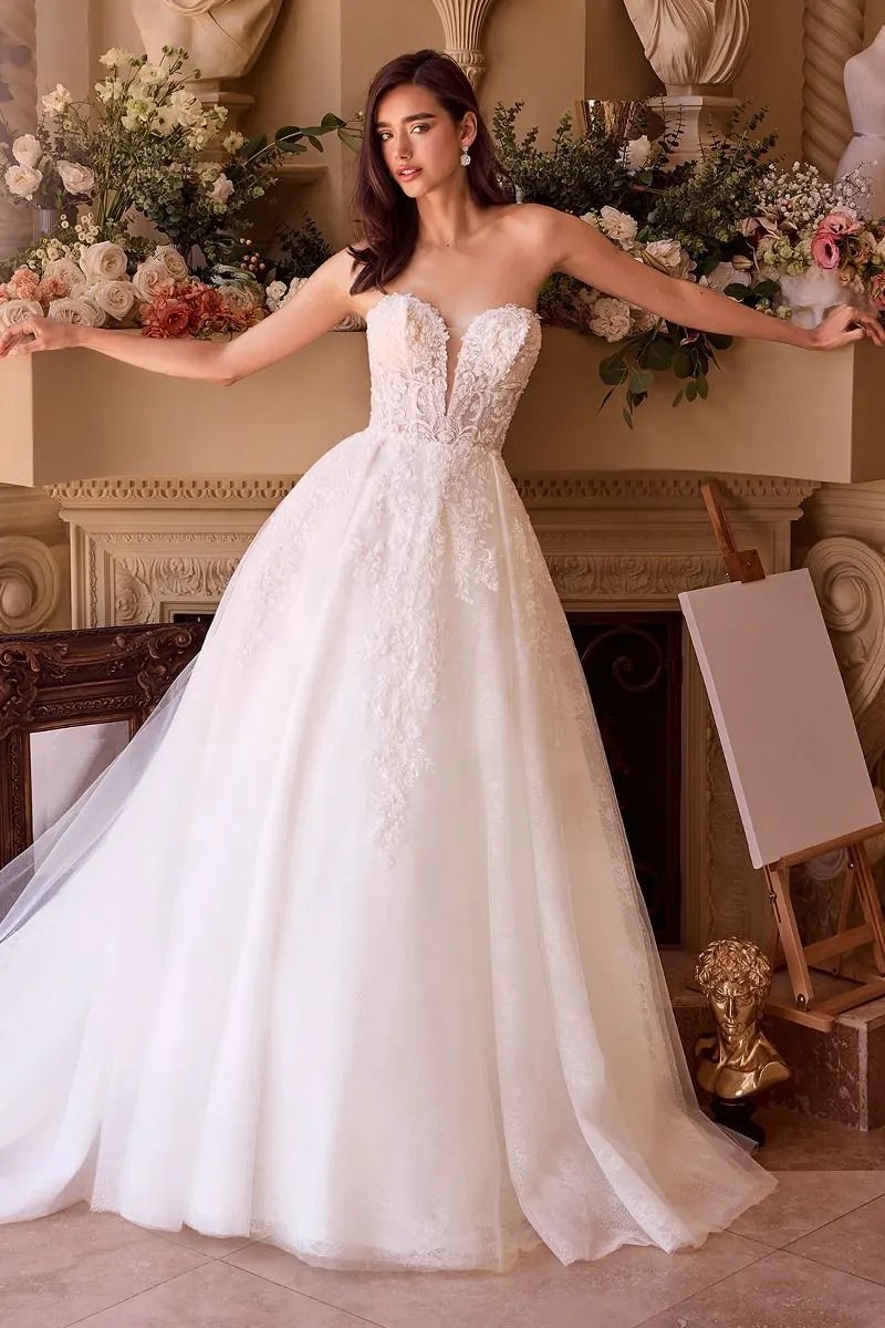 Strapless Wedding Ball Gown & Lace Bolero by Tux-USA