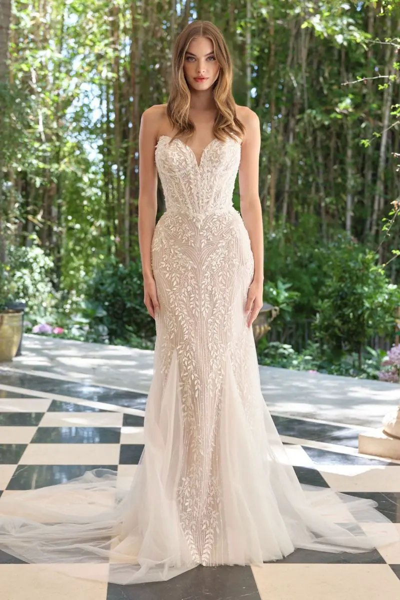 Mermaid Bridal Gown Strapless Sweetheart With Leaf Bodice Brides By Tux-USA by Tux-USA