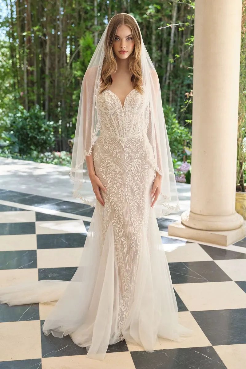 Mermaid Bridal Gown Strapless Sweetheart With Leaf Bodice Brides By Tux-USA by Tux-USA