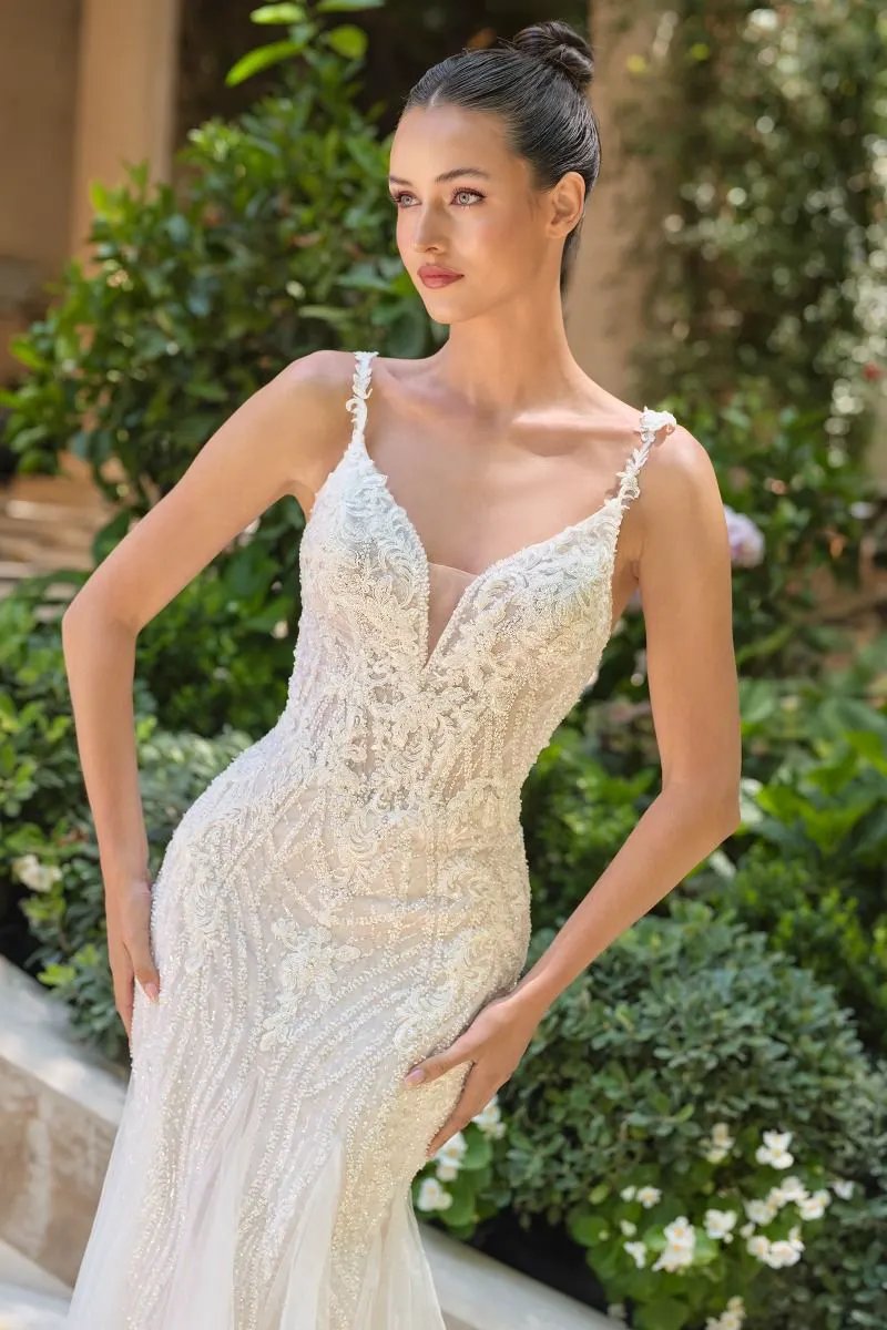 Embroidered Tulle Lace Wedding Gown by Tux-USA