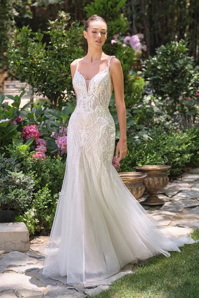 Embroidered Tulle Lace Wedding Gown by Tux-USA