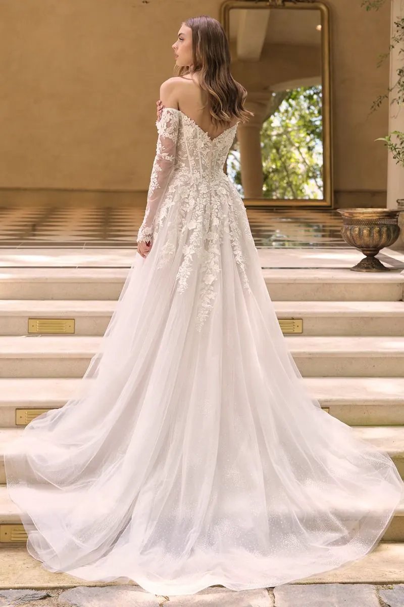 Off-The-Shoulder Neckline with Sheer Illusion Sleeves and A Corseted Bodice. by Tux-USA
