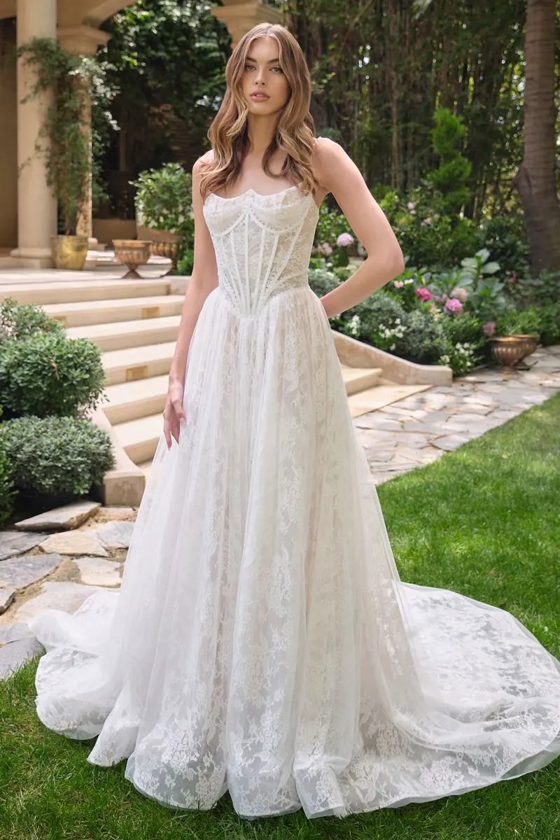 Tulle And Floral Strapless Wedding Ball Gown by Tux-USA