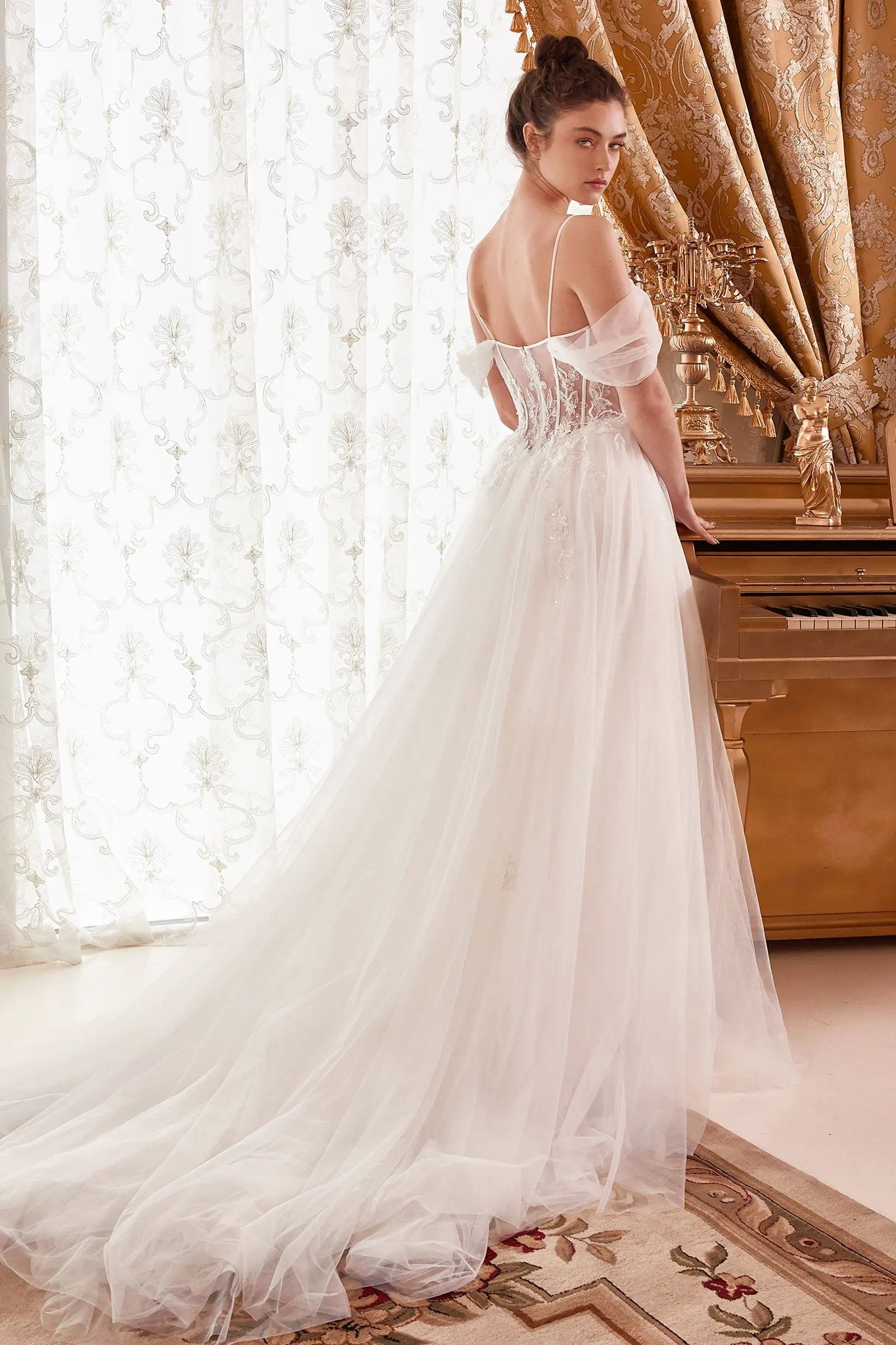Layered Tulle A-Line Bridal Gown With Corset Bodice by Tux-USA