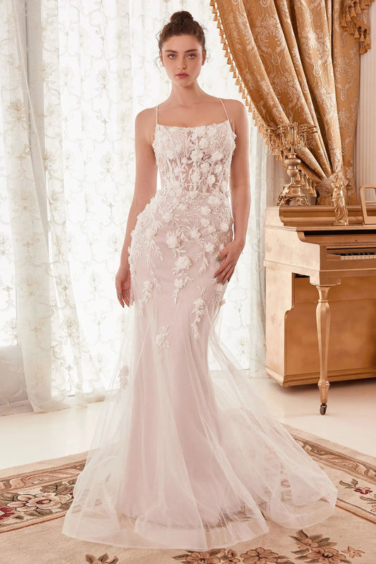 Fitted Mermaid Floral Bridal Gown by Tux-USA