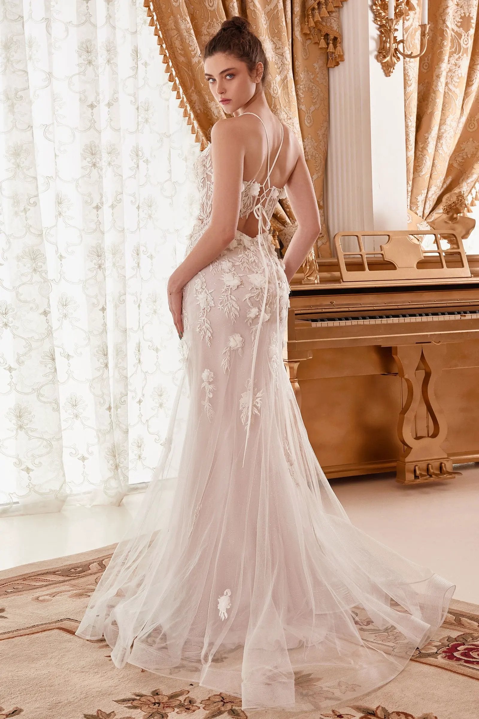 Fitted Mermaid Floral Bridal Gown by Tux-USA