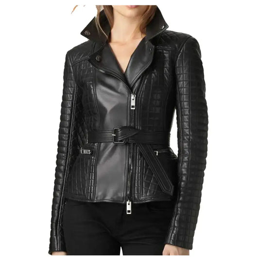 Women’s Elegant Fashion Biker Leather Jacket-0