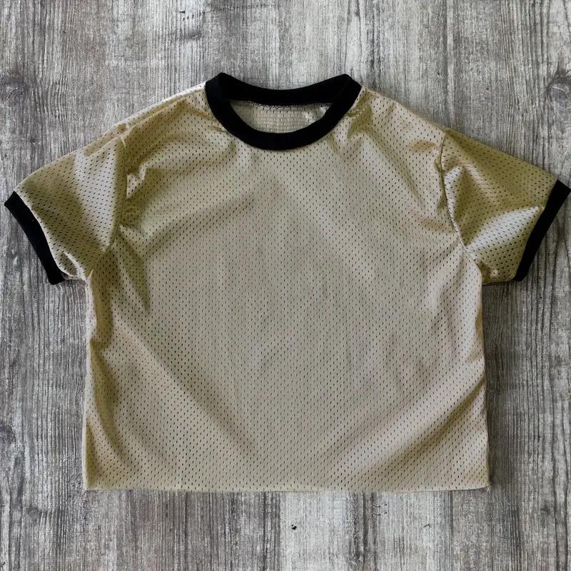 6031 - CLOSEOUT Women's Cropped Mesh Ringer Tee by POS Wholesale