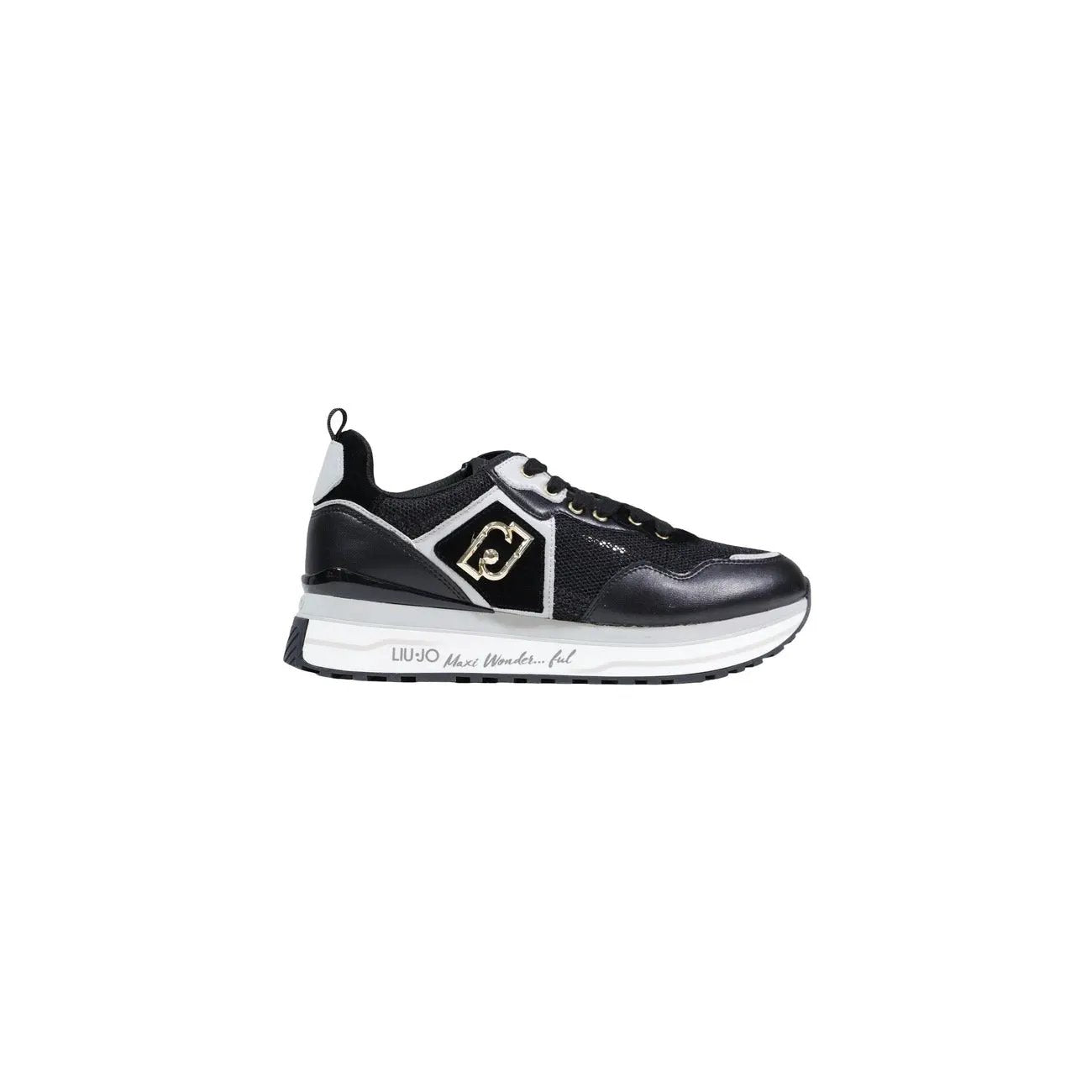 Liu Jo Women Maxi Wonder Black Sneakers With Platform Laces Rubber Sole by Liu Jo