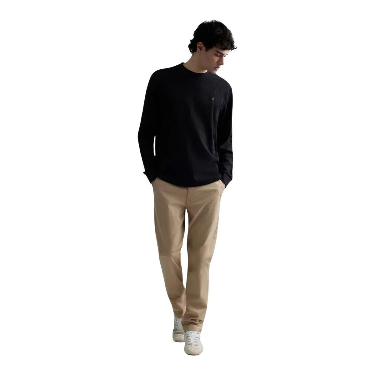 Replay Men's Black Waffle Cotton T-Shirt