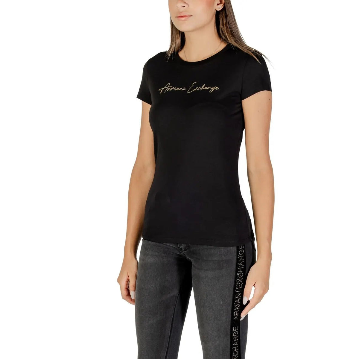 Armani Exchange Women's Black Cotton T-Shirt