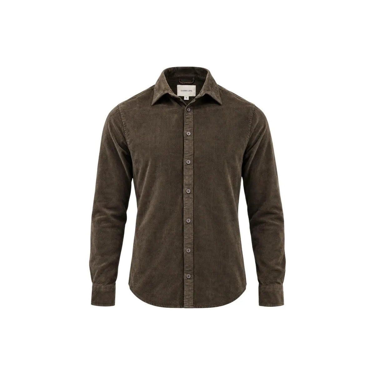 Gianni Lupo Men's Green Cotton Wide Collar Shirt