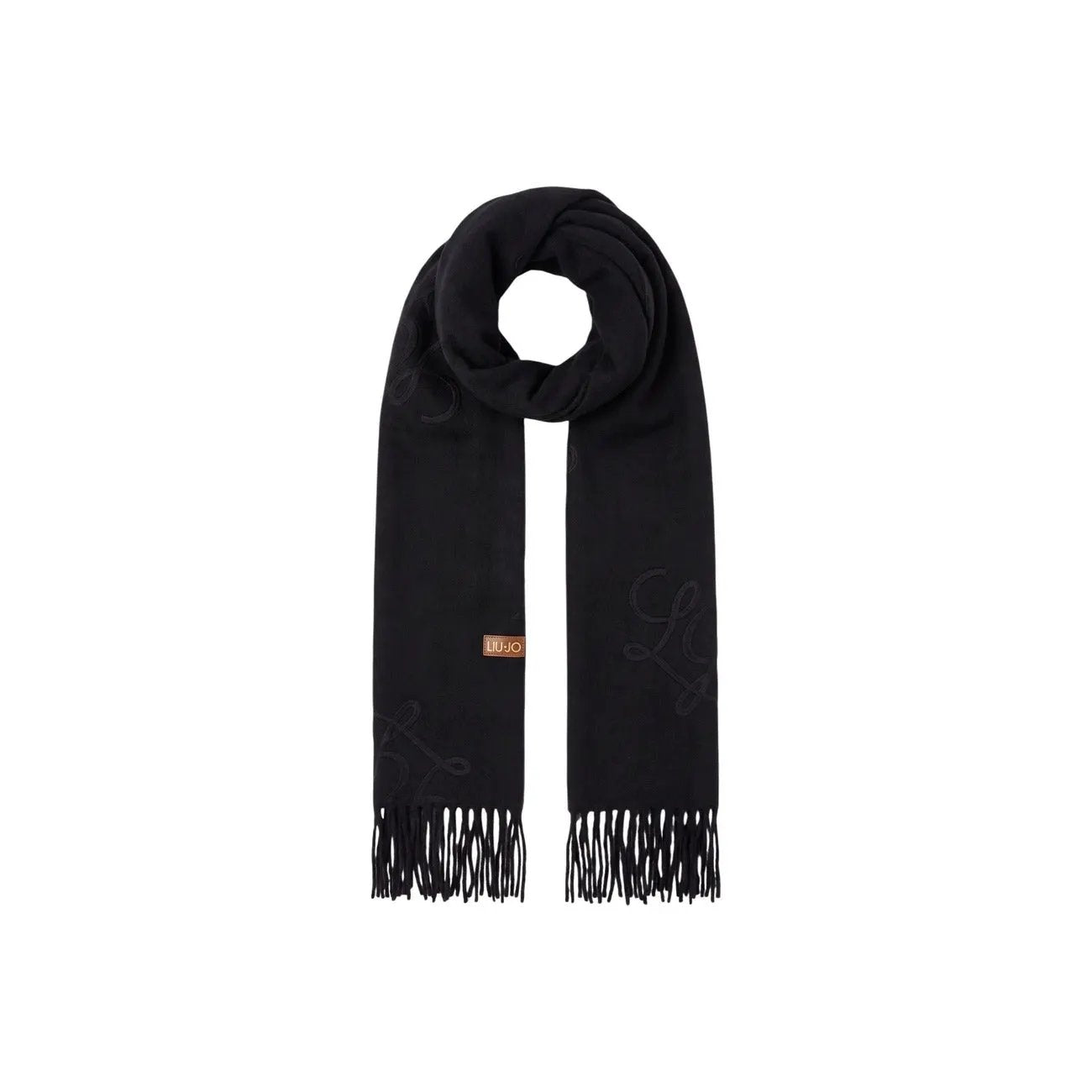 Liu Jo Women Elegant Grey Patterned Winter Scarf Shawl With Fringe Detail by Liu Jo