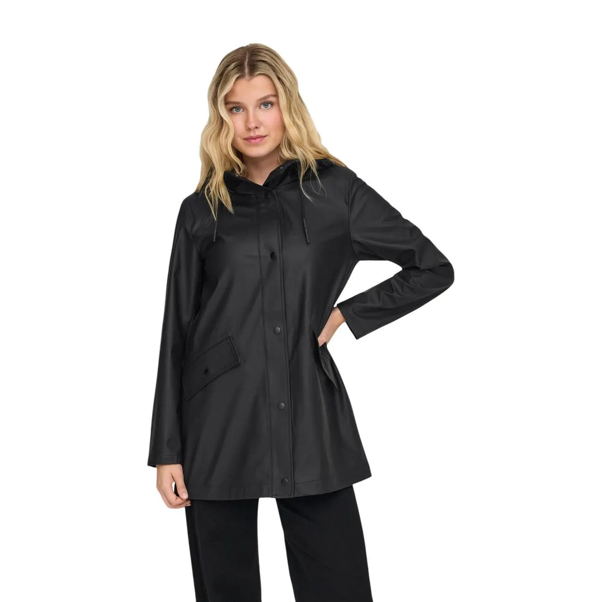 Only Women's Elisa Black Hooded Raincoat