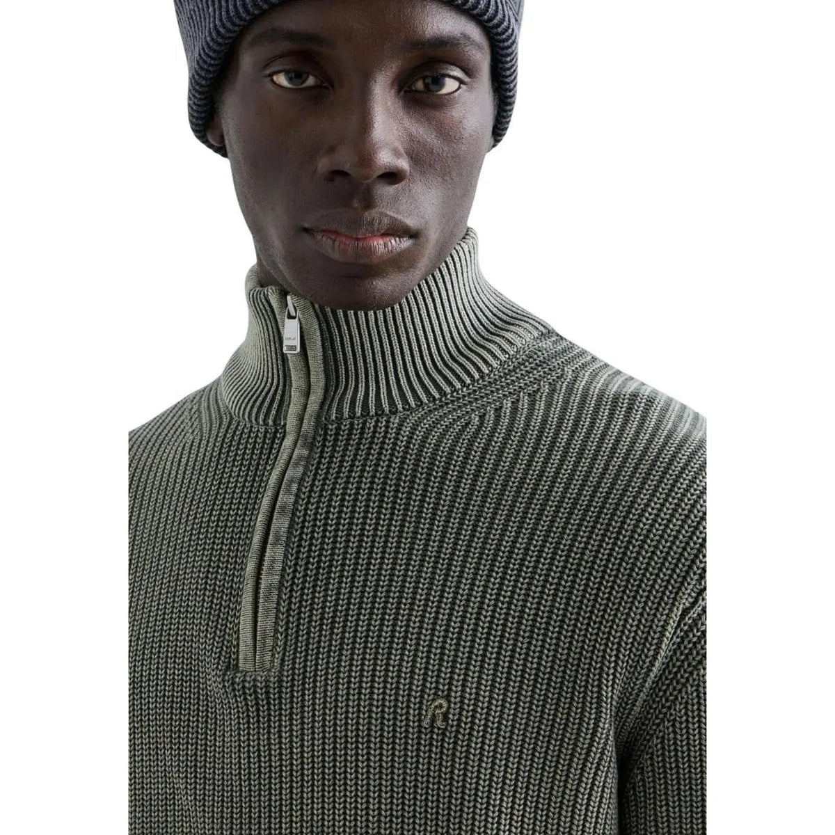 Replay Men's Green Acid Wash Cotton Sweater