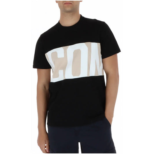 Icon Men's Black Printed Cotton T-Shirt IUT014