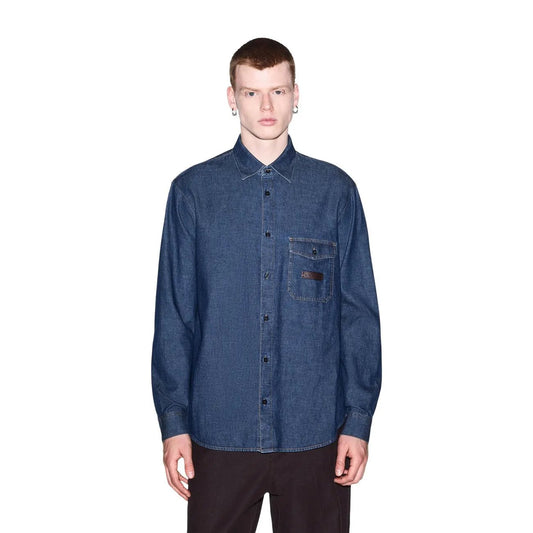 Armani Exchange Men's Blue Cotton Shirt