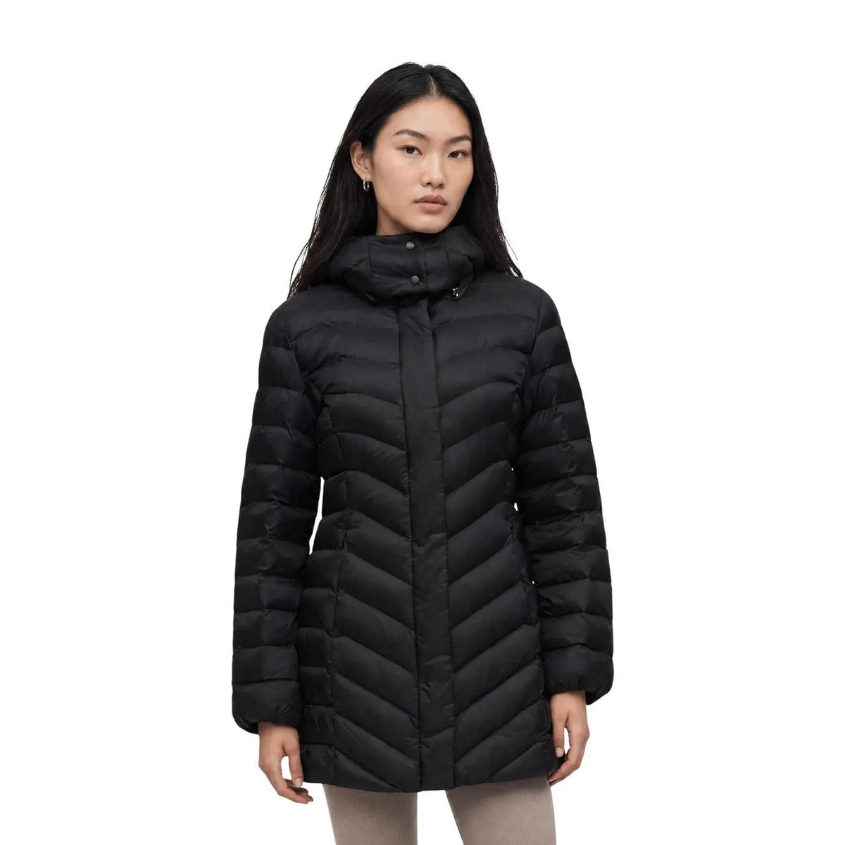 EA7 Women's Black Nylon Hooded Jacket