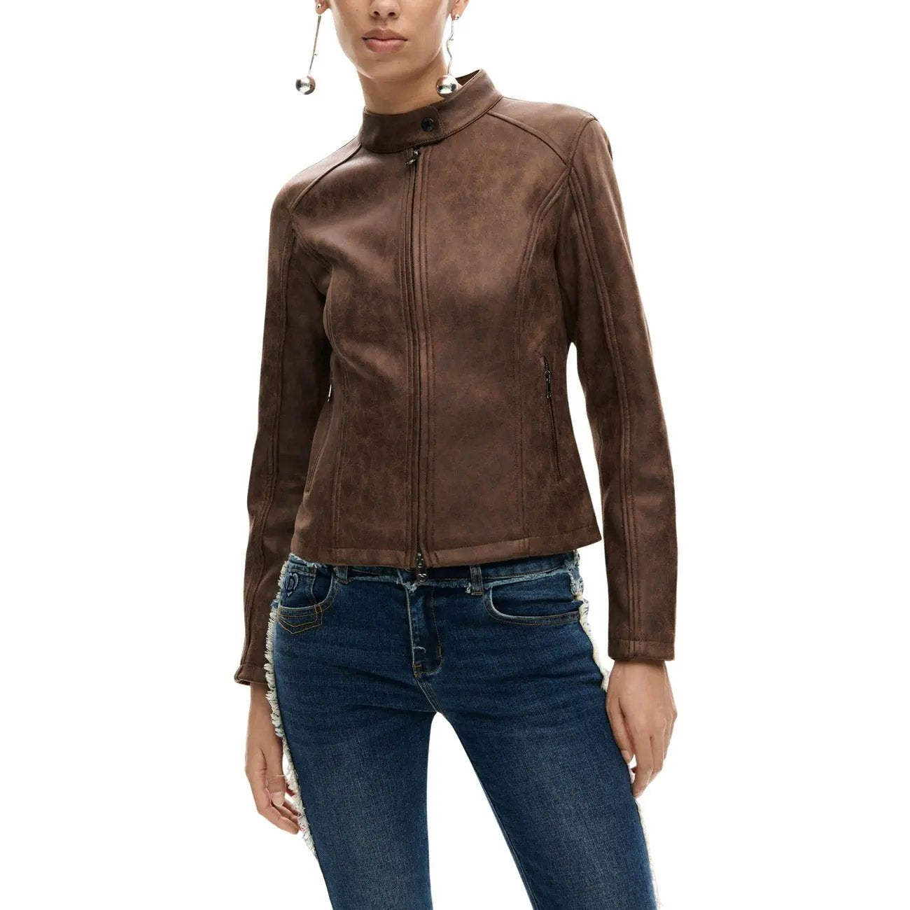 Desigual Women Black Zip Blazer Sleek Long Sleeve Elastane Stretch Jacket by Desigual