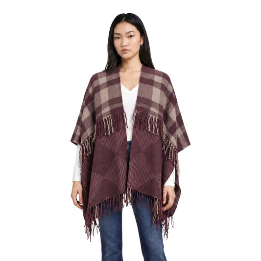 Pieces Women's Adelia Bordeaux Knit Poncho