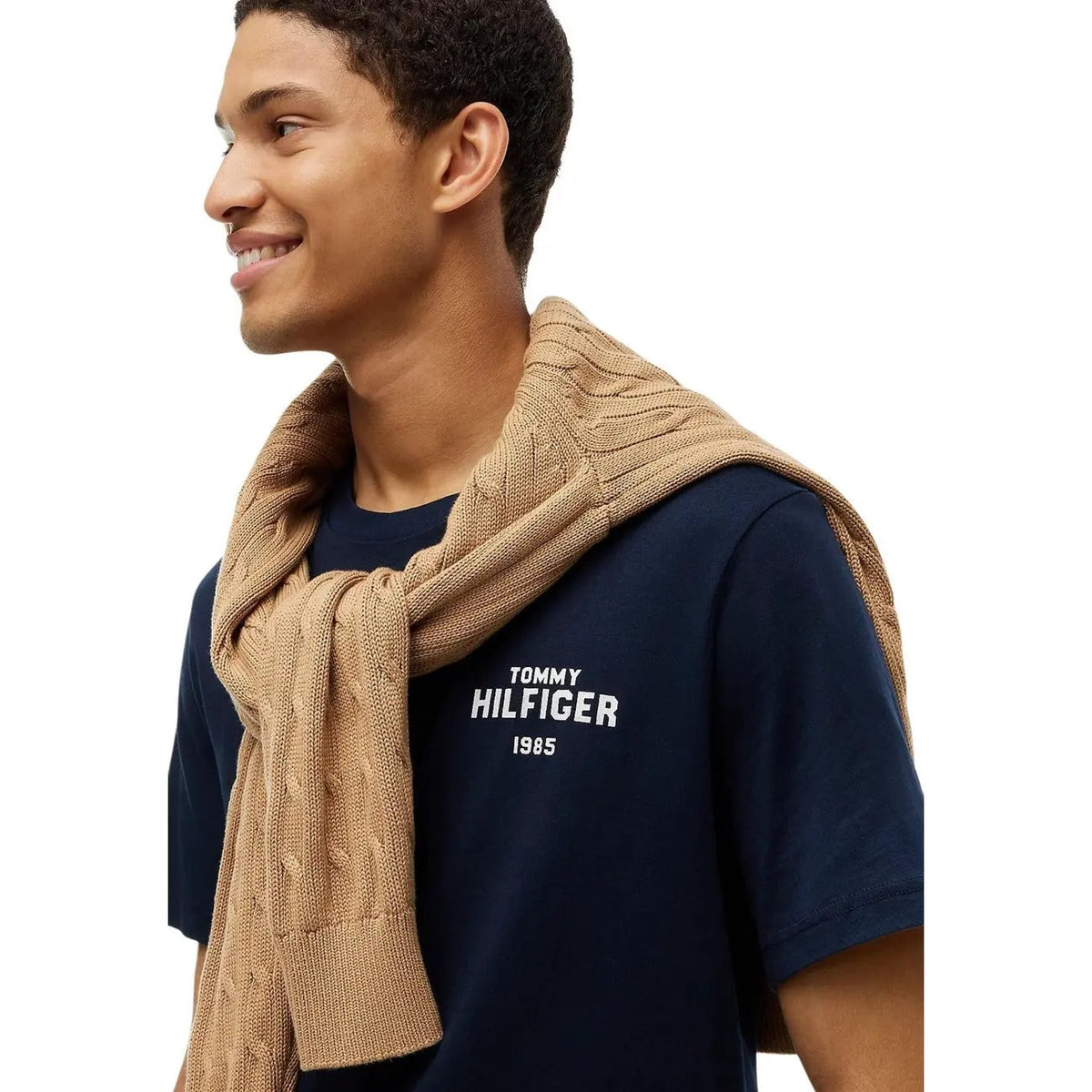Tommy Hilfiger Men's Blue Organic Cotton T-Shirt for Fall and Winter