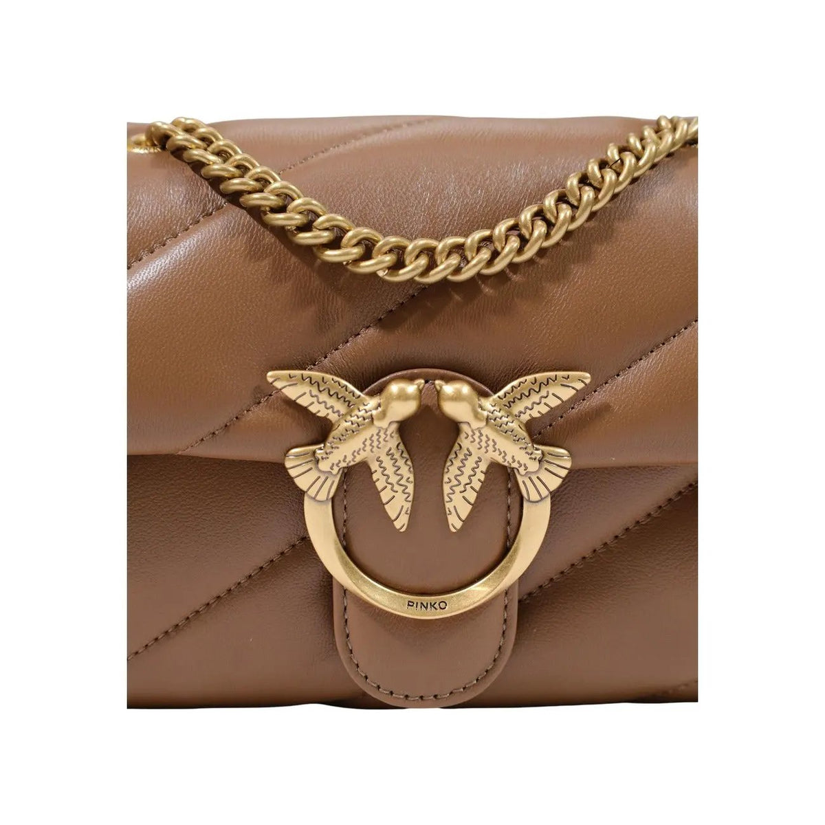 Pinko Women's Puff Brown Leather Handbag