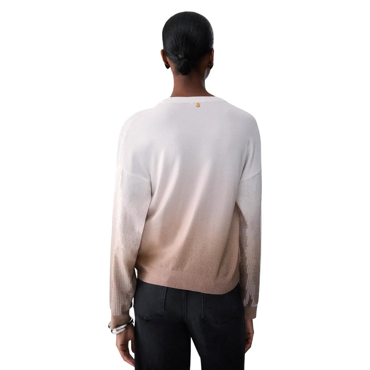 Liu Jo Women's Sequin Knit V-Neck Sweater Beige Cozy Luxe For Fall Winter by Liu Jo