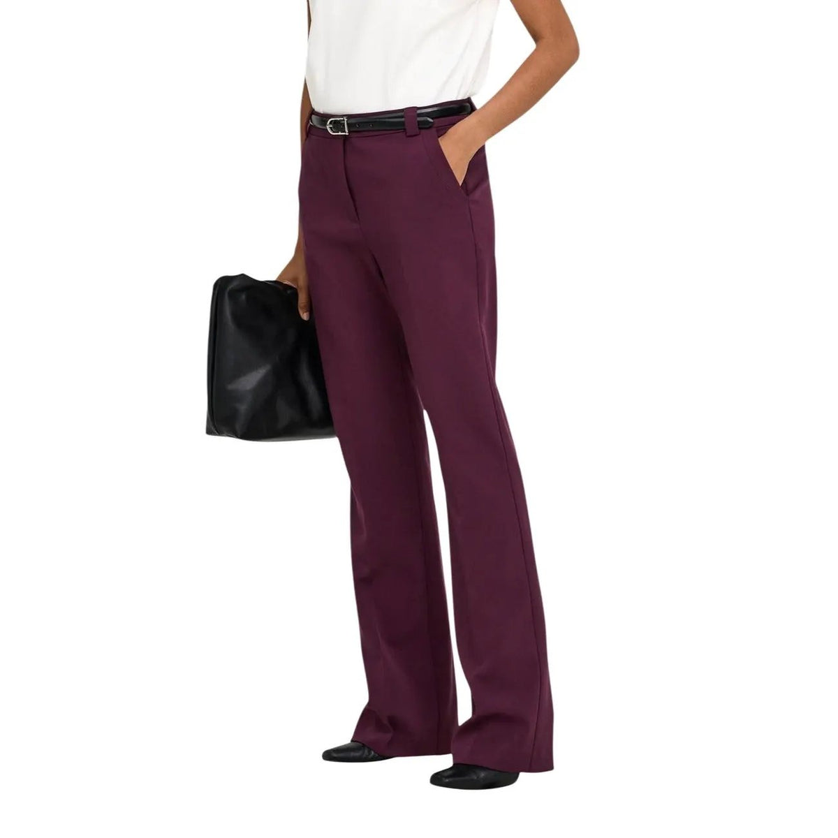 Only Women's Astrid Bordeaux Flared Trousers