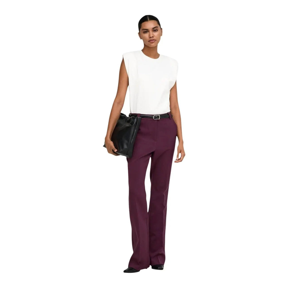 Only Women's Astrid Bordeaux Flared Trousers