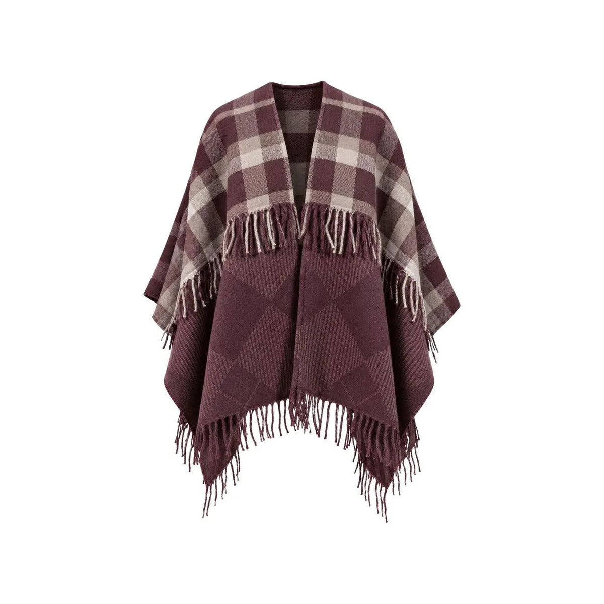 Pieces Women's Adelia Bordeaux Knit Poncho