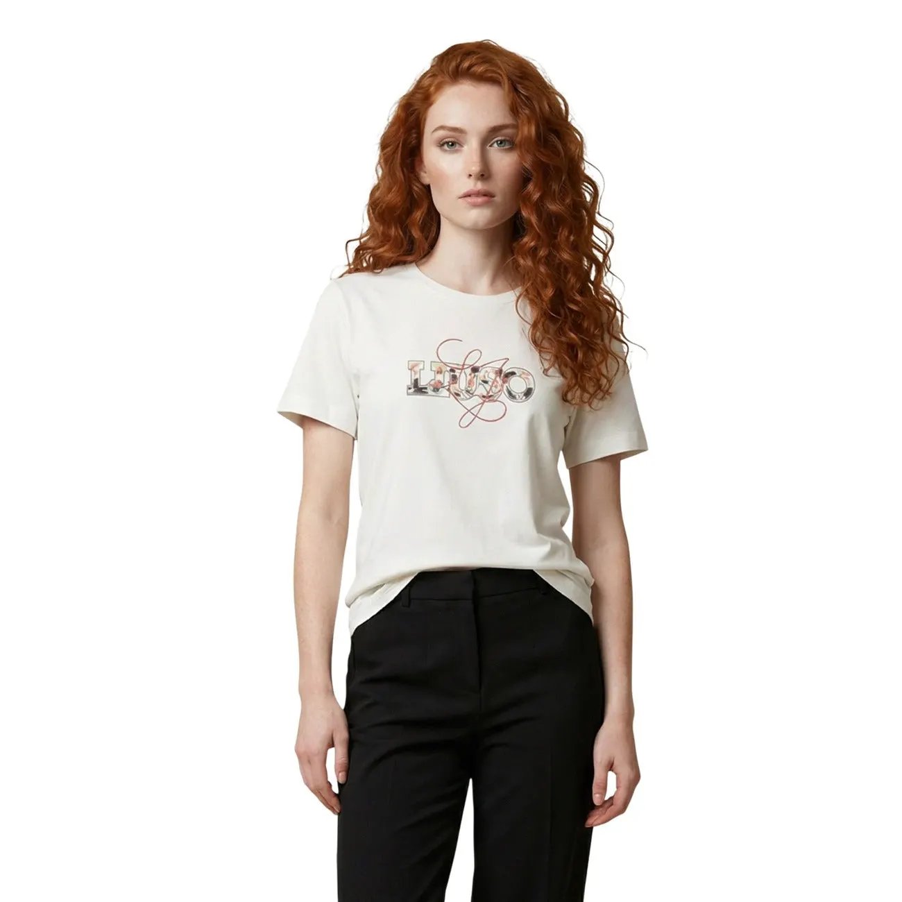 Liu Jo Women Green Cotton Blend Premium Logo Printed Short Sleeve T Shirts by Liu Jo