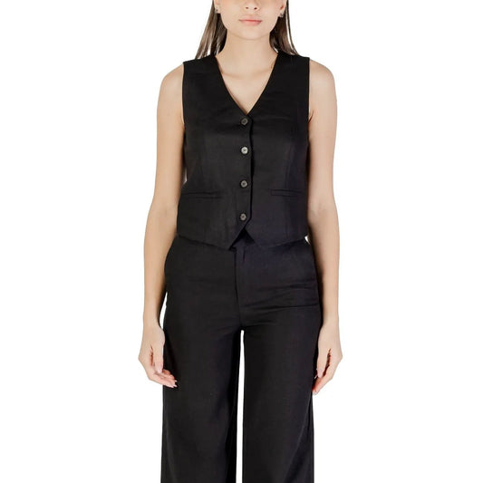 Only Women Relaxed Linen Blend V Neck Sleeveless Elegant Summer Gilet by Only