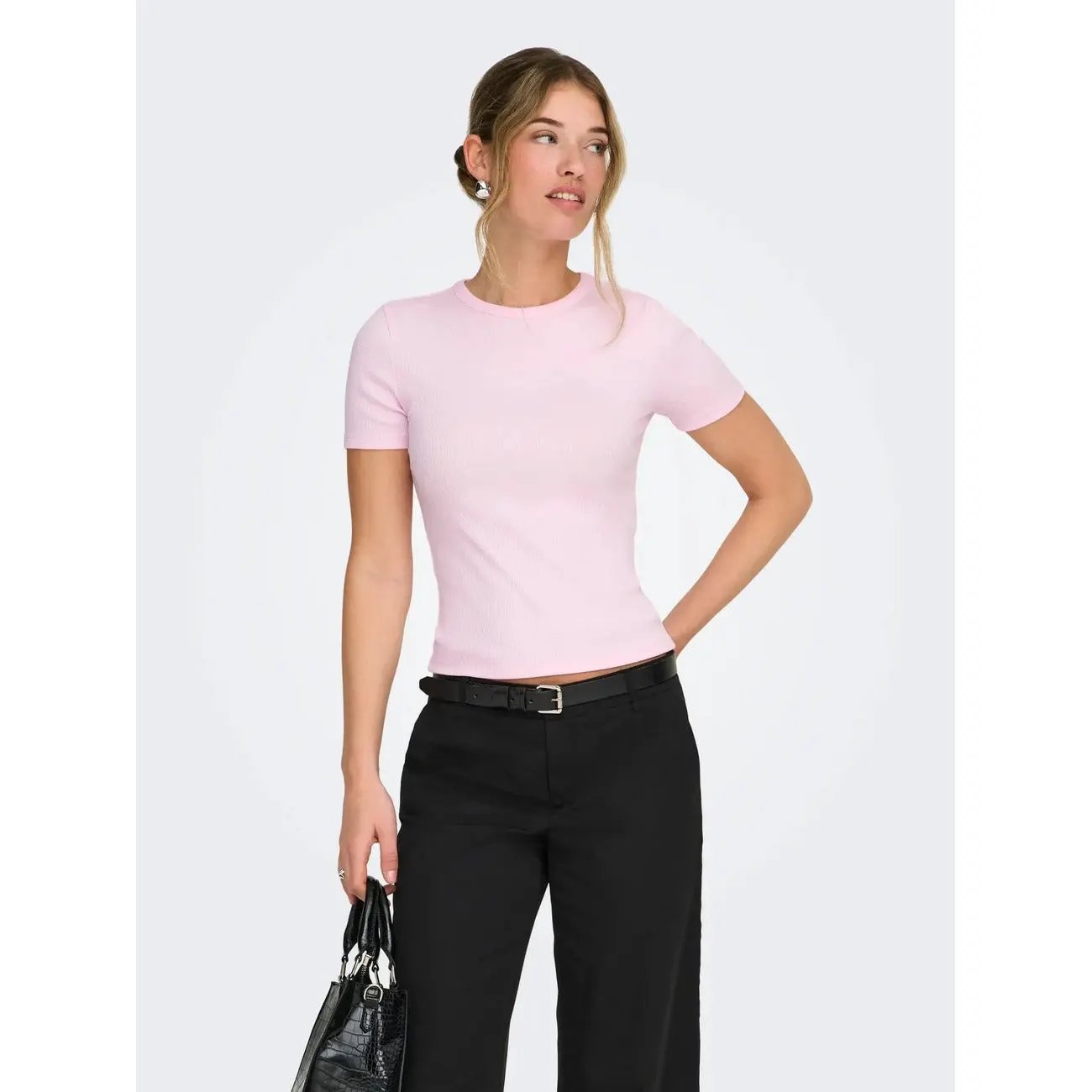 Only Women Red T Shirt With Stretch Comfort For Everyday Wear All Day by Only