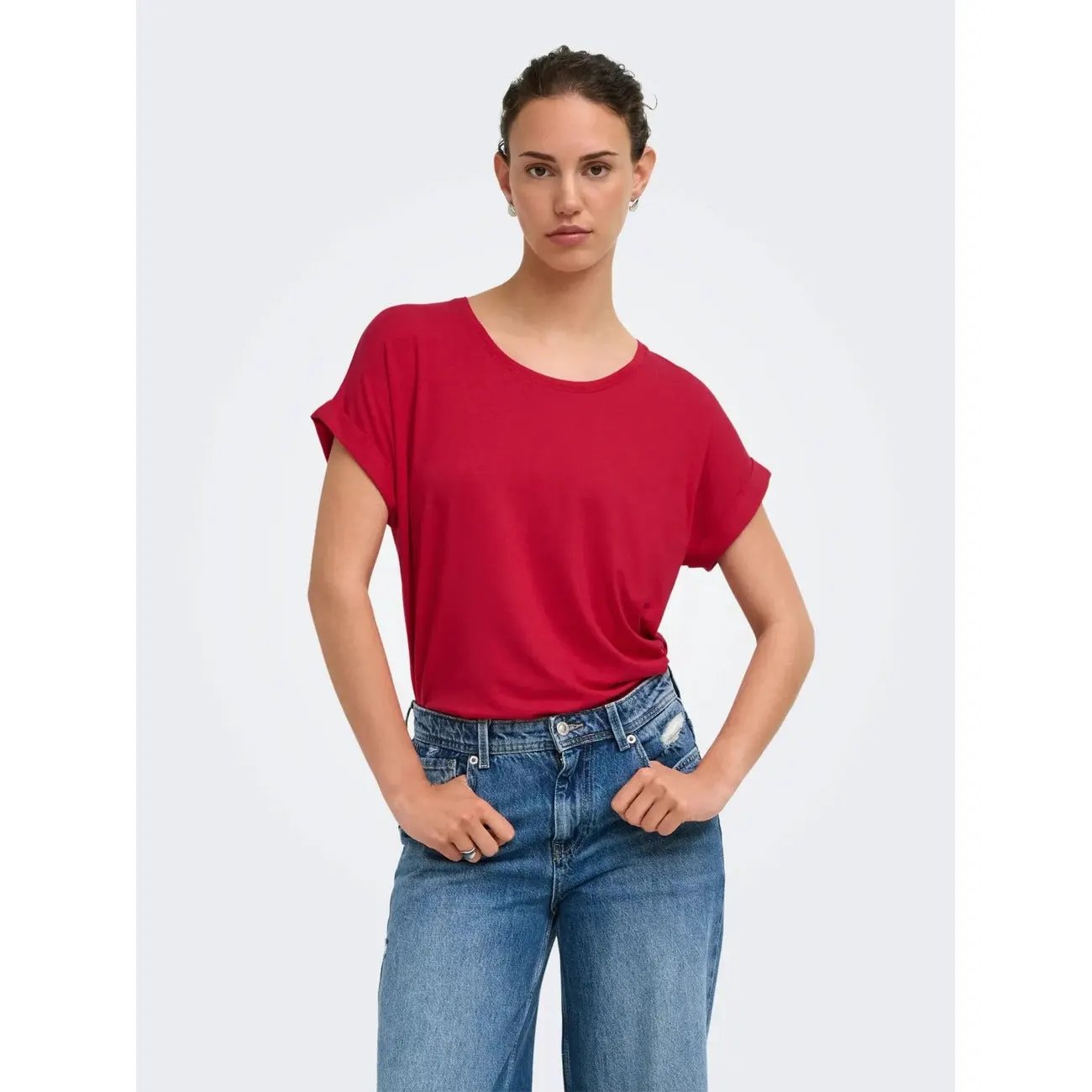 Only Women Pink Luxe Viscose Blend Comfortable Short Sleeve T Shirt by Only