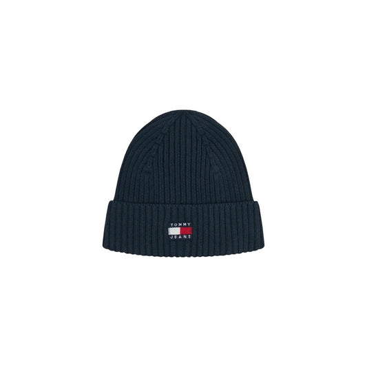 Tommy Hilfiger Men's Blue Organic Cotton Beanie for Fall and Winter