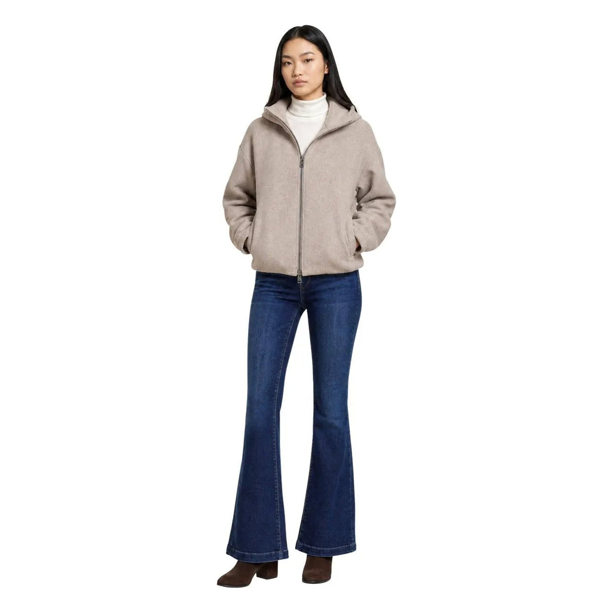 Choral Women's Beige Wool Hooded Jacket