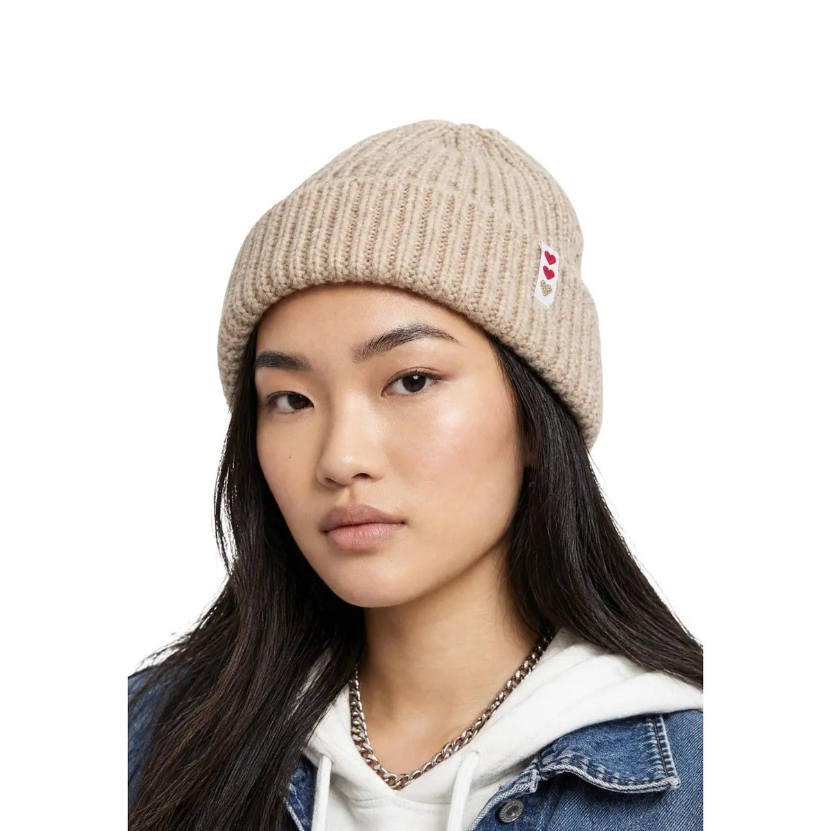 Pieces Women's Aura Beige Knit Hood