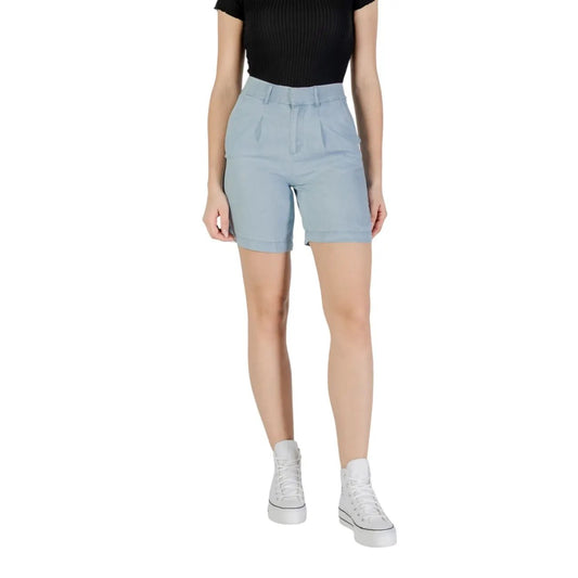Only Women Blue Lyocell Summer Shorts Zip Button Front Back Pockets by Only