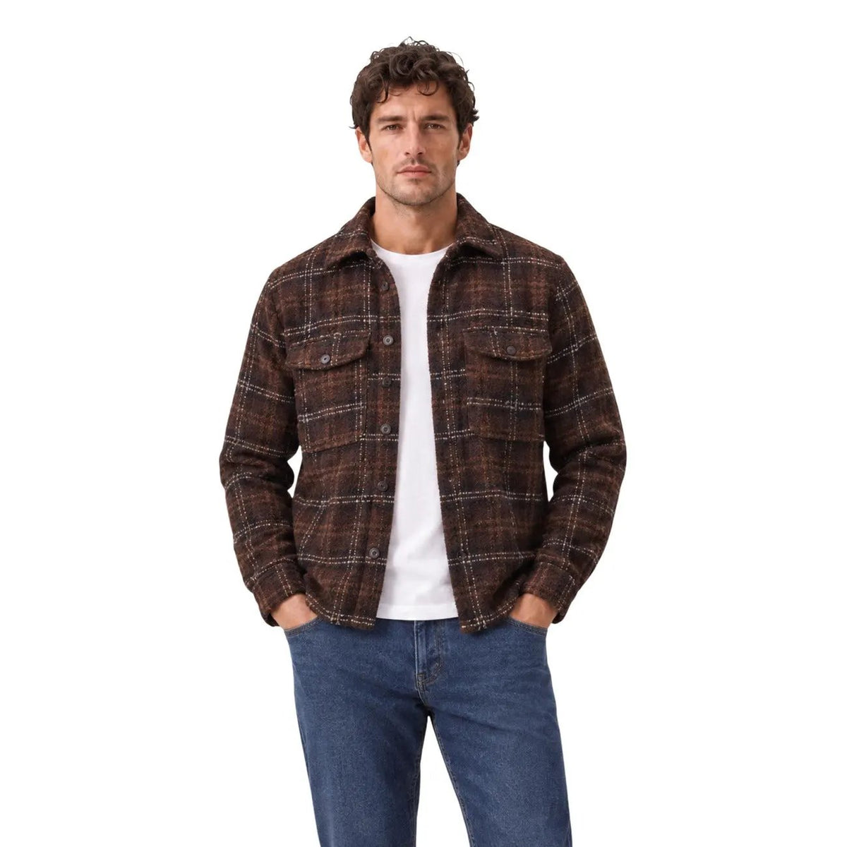 Only & Sons Men's Luigi Brown Boucle Overshirt