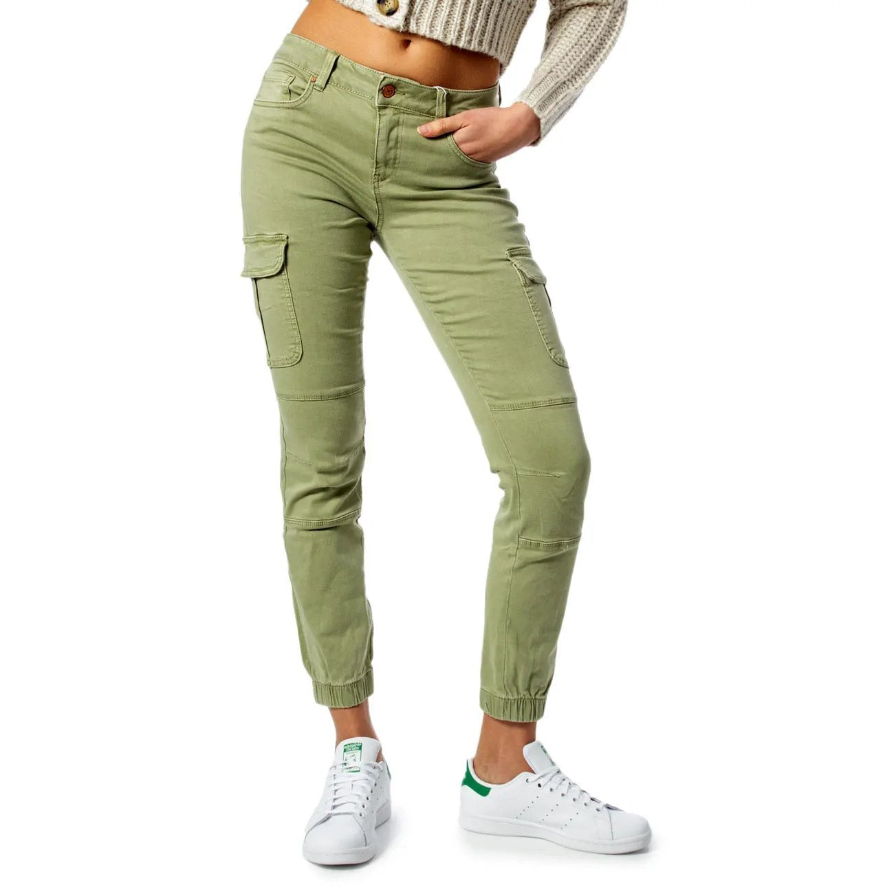 Only Women Black Cotton Stretch Cargo Biker Jeans For Stylish Outfit by Only