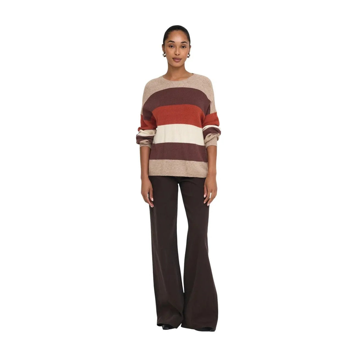 Only Women's Atia Beige Striped Sweater